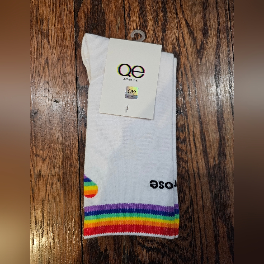 NWT Queer Eye Rainbow Choose Kindness Socks